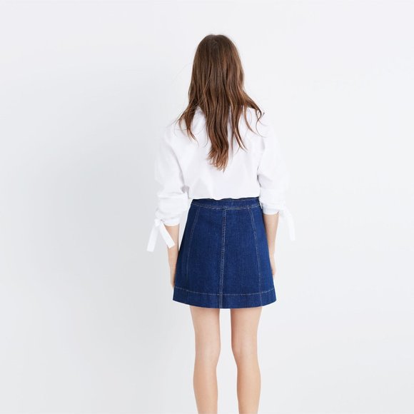 Madewell Metropolis Stretch Snap Jean Denim Skirt Indigo Size 12 - Picture 3 of 4